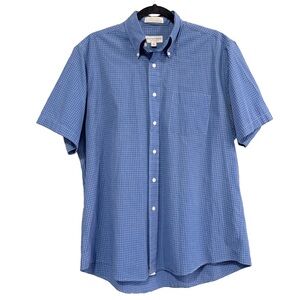 Vintage Hathaway Classic Blue Plaid Casual Button Down Shirt Neck Size 16/SS
